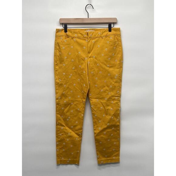 Old Navy Women’s Pixie Floral Pants Yellow Spring Size 8 - Picture 1 of 7